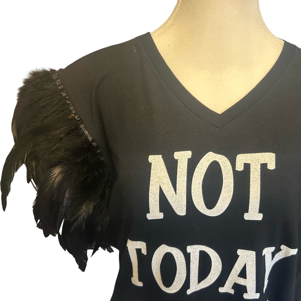 Handmade Feather Shoulder Statement Tee - Picture 3 of 7